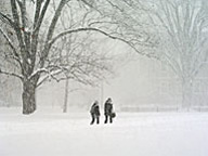 Students walking near Old Main - January 2004